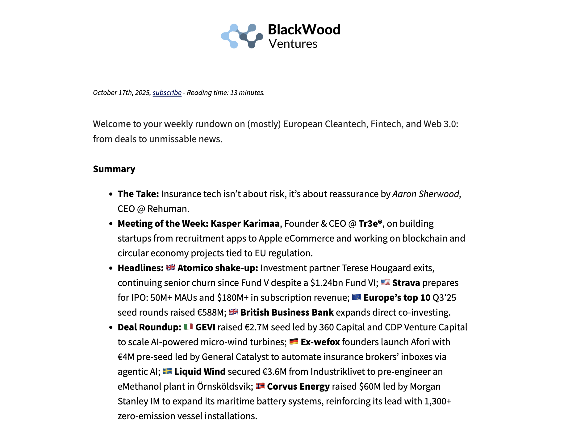 Week 42 - Industry Briefing